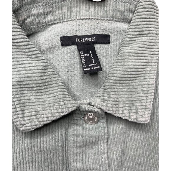Forever 21 Womens Cropped Corduroy Jacket Seafoam Green Cotton Size S - Picture 5 of 8